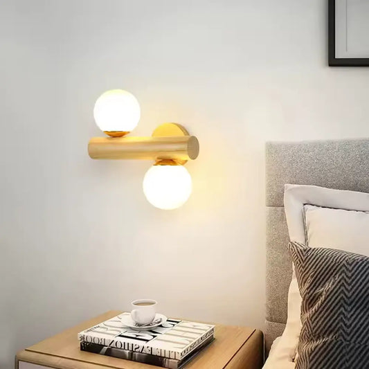 Modern LED Wall Sconce with Dual Glass Globe Shades