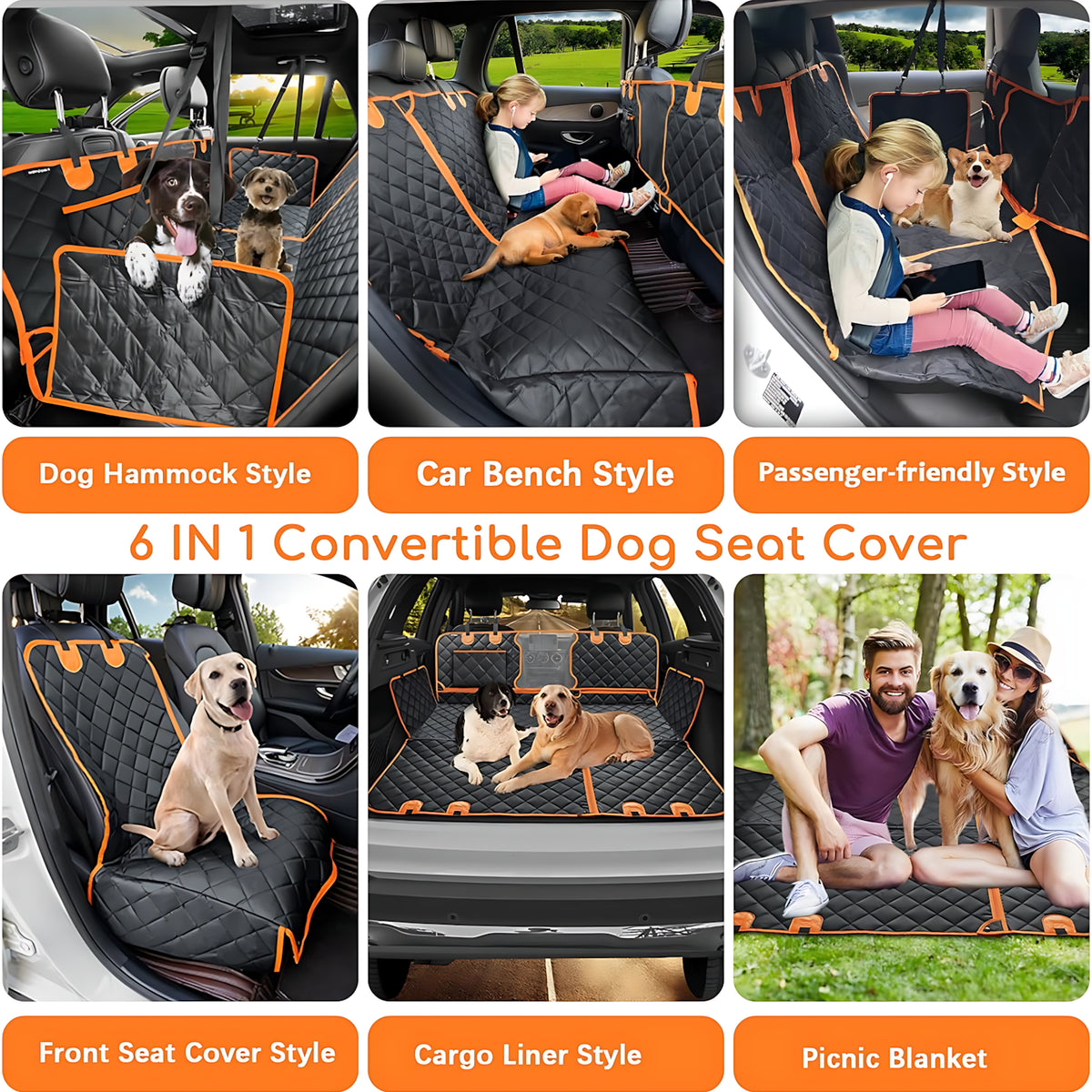 6-in-1 Multifunctional Dog Car Seat Cover